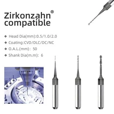 PMMA vaska frēzēšanas instrumenti Zirkonzahn M1 M2 M4 M6
